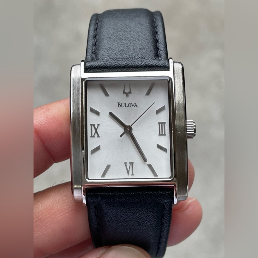 Bulova Men's Rectangle Dial Leather Strap Watch - Bulova Rectangle Dial